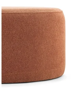 L3 Home Halle Medium Round Ottoman In Rust Orange
