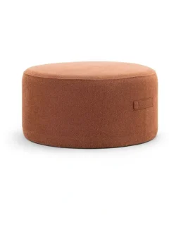 L3 Home Halle Medium Round Ottoman In Rust Orange