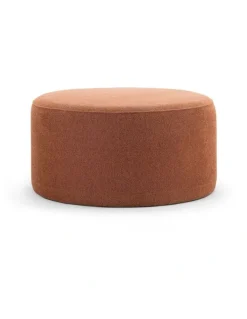 L3 Home Halle Medium Round Ottoman In Rust Orange