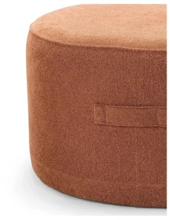 L3 Home Halle Medium Round Ottoman In Rust Orange