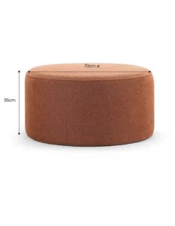 L3 Home Halle Medium Round Ottoman In Rust Orange