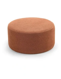 L3 Home Halle Medium Round Ottoman In Rust Orange
