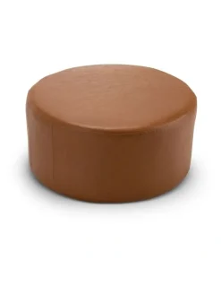 L3 Home Halle Medium Round Ottoman In Whiskey Tan