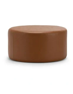 L3 Home Halle Medium Round Ottoman In Whiskey Tan