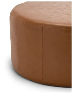 L3 Home Halle Medium Round Ottoman In Whiskey Tan