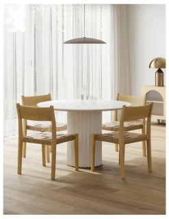 L3 Home Kaei Fluted Round Dining Table 120cm In White