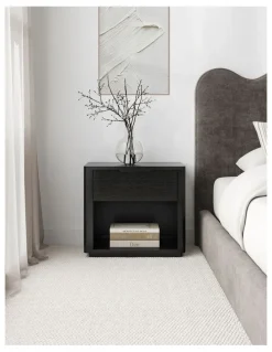 L3 Home Marcus 1 Drawer Bedside Table In Black