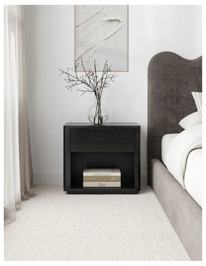 L3 Home Marcus 1 Drawer Bedside Table In Black