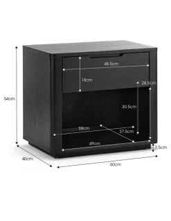 L3 Home Marcus 1 Drawer Bedside Table In Black