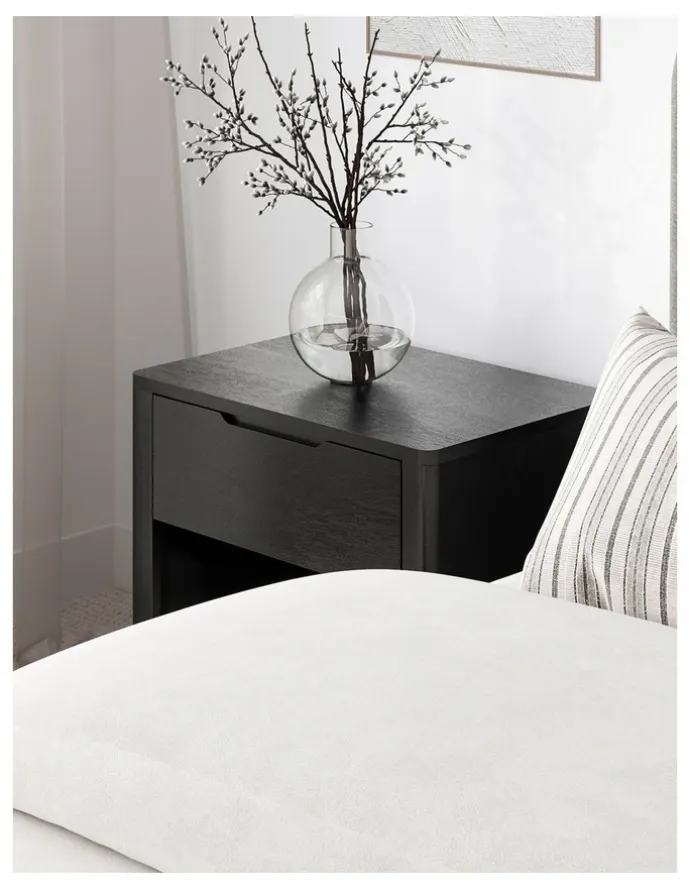 L3 Home Marcus 1 Drawer Bedside Table In Black