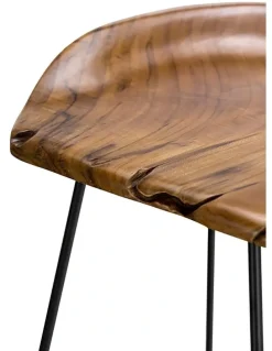 L3 Home Neato Teak Wood Iron Bar Stool 66cm In Black
