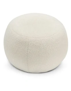 L3 Home Venus Round Ottoman Pouf In Boucle Cream