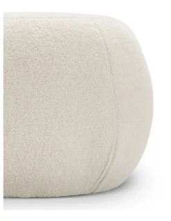 L3 Home Venus Round Ottoman Pouf In Boucle Cream