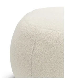 L3 Home Venus Round Ottoman Pouf In Boucle Cream
