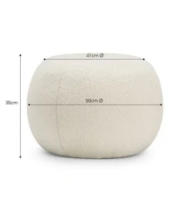 L3 Home Venus Round Ottoman Pouf In Boucle Cream