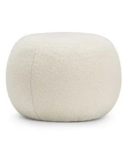 L3 Home Venus Round Ottoman Pouf In Boucle Cream