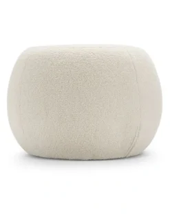 L3 Home Venus Round Ottoman Pouf In Boucle Cream
