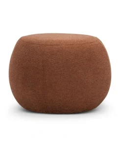 L3 Home Venus Round Ottoman Pouf In Rust Orange