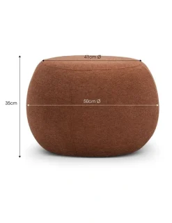 L3 Home Venus Round Ottoman Pouf In Rust Orange