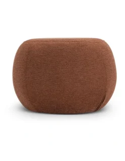 L3 Home Venus Round Ottoman Pouf In Rust Orange