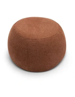 L3 Home Venus Round Ottoman Pouf In Rust Orange
