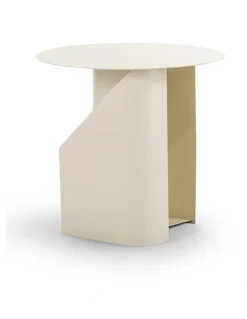 L3 Home Zeke Round Side Table In Beige Cream