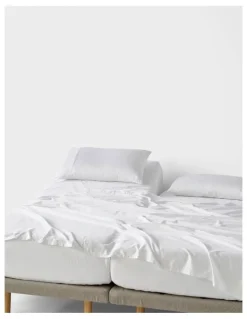 Linen House Augusta 500TC Cotton Sateen Sheet Set In White