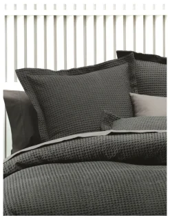 Linen House Deluxe Waffle Quilt Cover Set in Charcoal