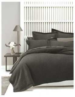 Linen House Deluxe Waffle Quilt Cover Set in Charcoal