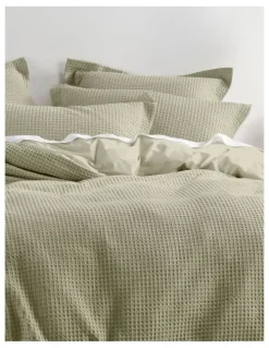 Linen House Deluxe Waffle Quilt Cover Set in Eucalyptus