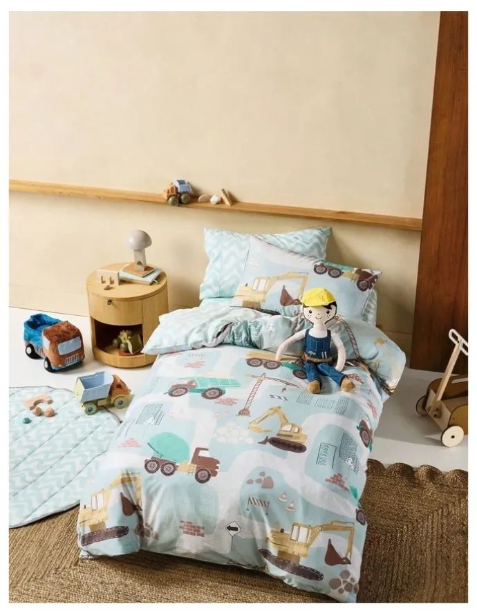 Linen House Eddie The Tradie Novelty Cushion In Blue