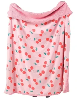 Linen House Kids Cherrylicious Blanket in Pink