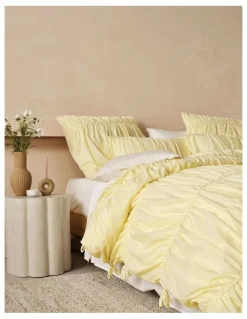 Linen House Layla Quilt Cover Set in Lemon