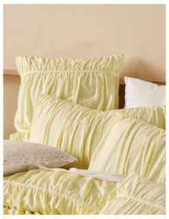 Linen House Layla Quilt Cover Set in Lemon