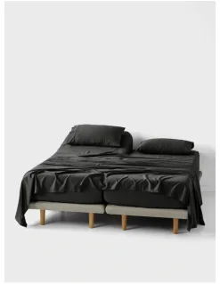 Linen House Nara Bamboo Cotton 400TC Sheet Set in Charcoal