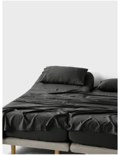 Linen House Nara Bamboo Cotton 400TC Sheet Set in Charcoal