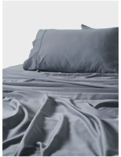 Linen House Nara Bamboo Cotton 400TC Sheet Set in Bluestone