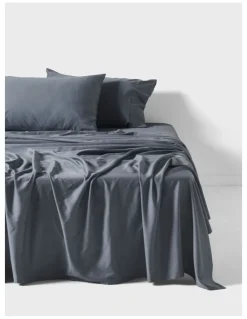 Linen House Nara Bamboo Cotton 400TC Sheet Set in Bluestone