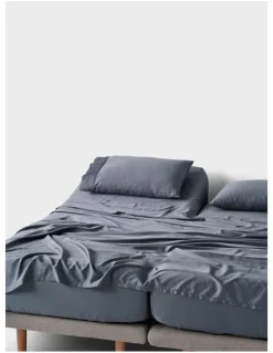 Linen House Nara Bamboo Cotton 400TC Sheet Set in Bluestone