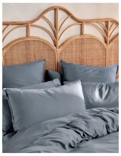 Linen House Nara 400TC Bamboo Cotton Quilt Cover Set in Bluestone
