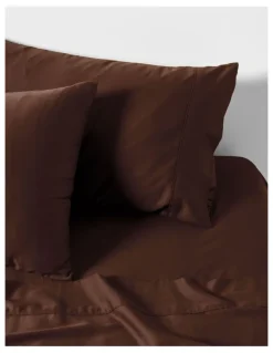Linen House Nara 400TC Bamboo Cotton Sheet Set in Chocolate