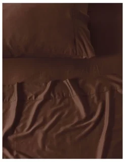 Linen House Nara 400TC Bamboo Cotton Sheet Set in Chocolate