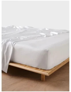 Linen House Nara 400TC Bamboo Cotton Fitted Sheet in White