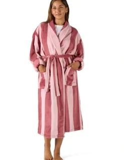 Linen House Plush Ocean City Robe in Rosewood