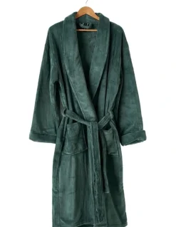 Linen House Plush Robe in Green