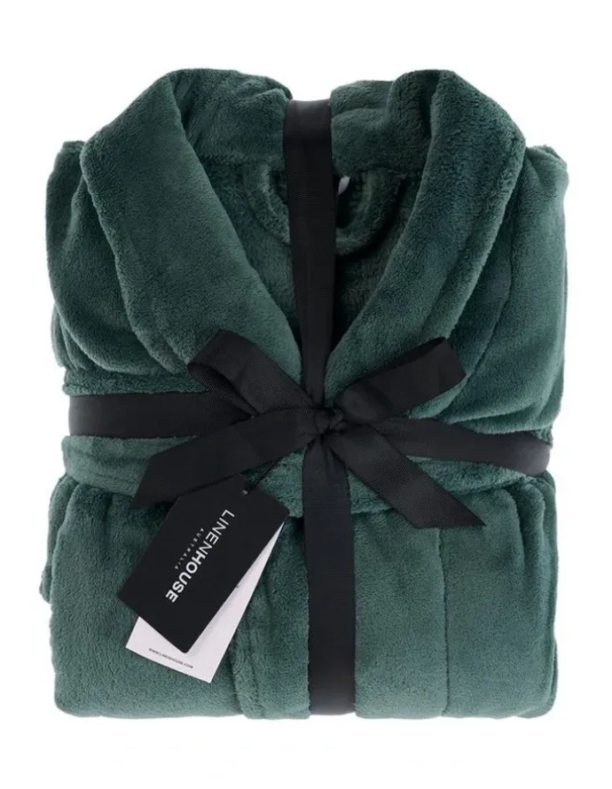 Linen House Plush Robe in Green