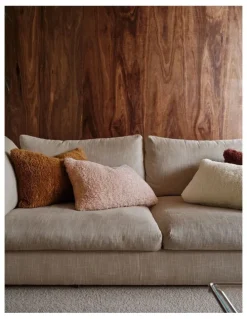Linen House Shetland Faux Fur Cushion in Blush