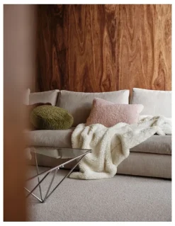 Linen House Shetland Faux Fur Cushion in Blush