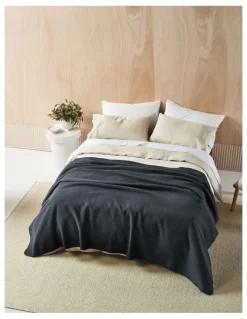 Linen House Wool Blanket in Indigo