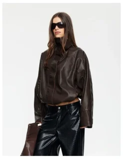 Lioness Shoreline Funnel Jacket in Brown